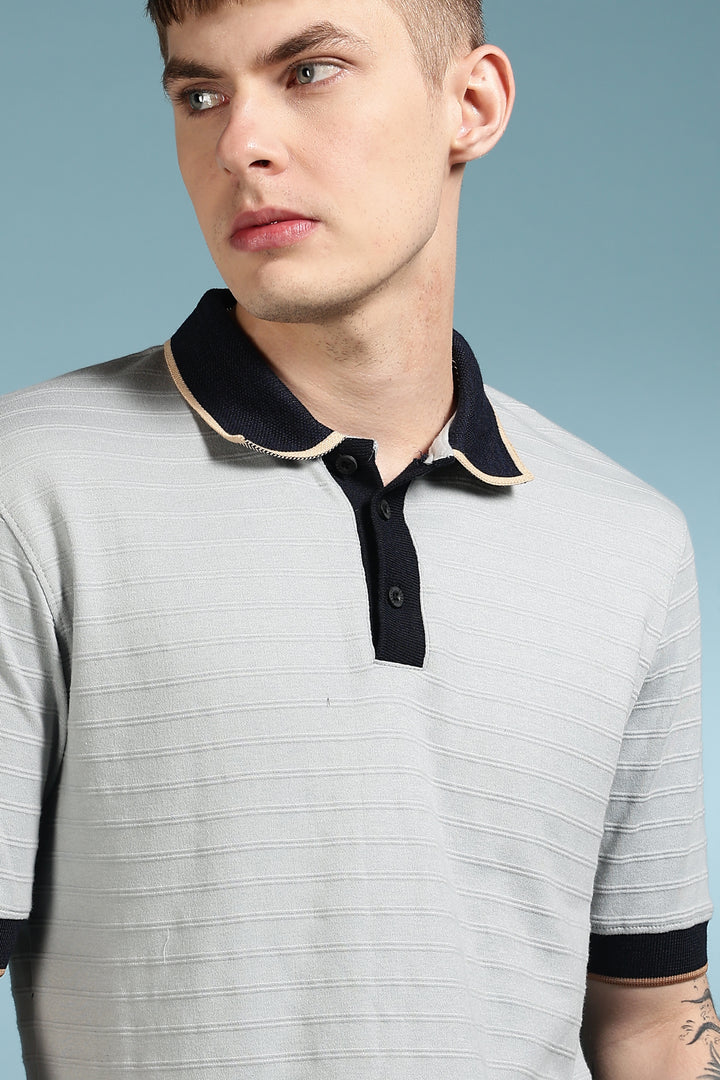 Classic: Grey Textured Polo Shirt