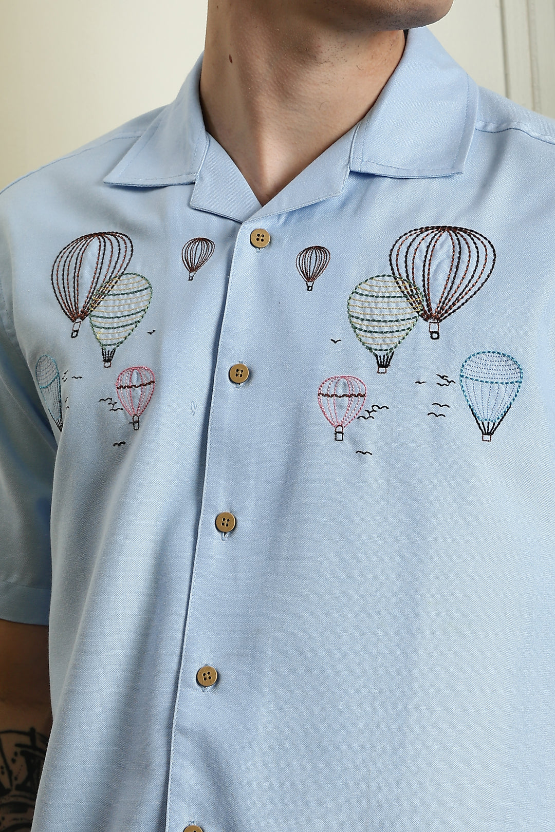 Hot Air Ballon Embroidery Shirt