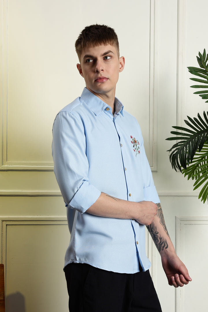 Floral bird Embroidery Shirt