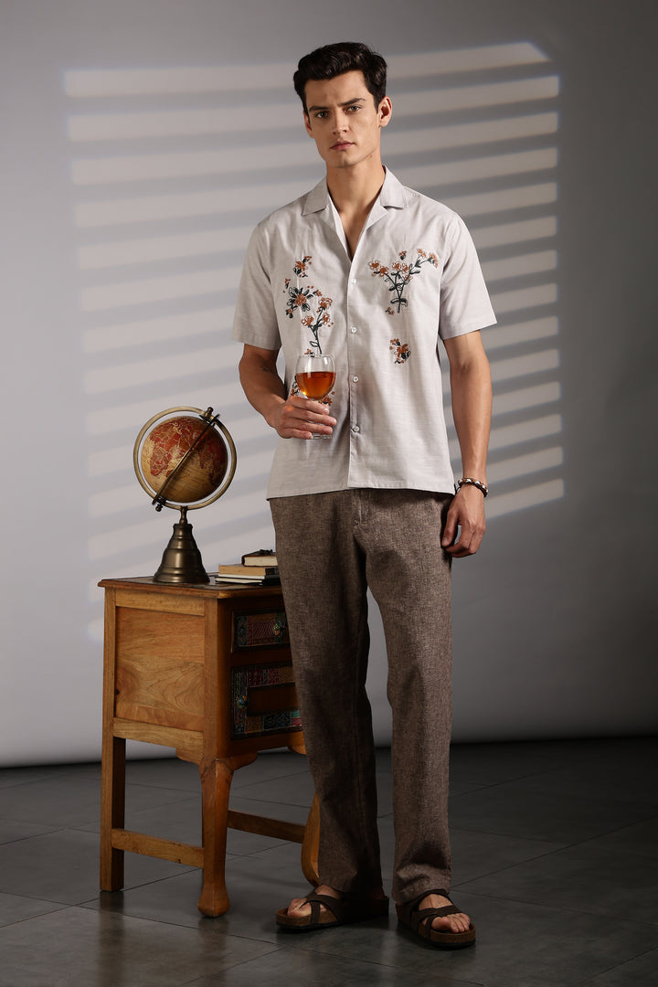 Boutonnière Embroidery Cuban shirt