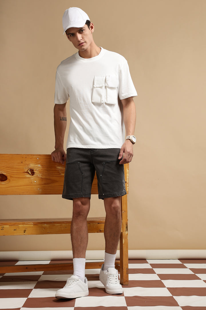 Black Denim Washed Classic Shorts