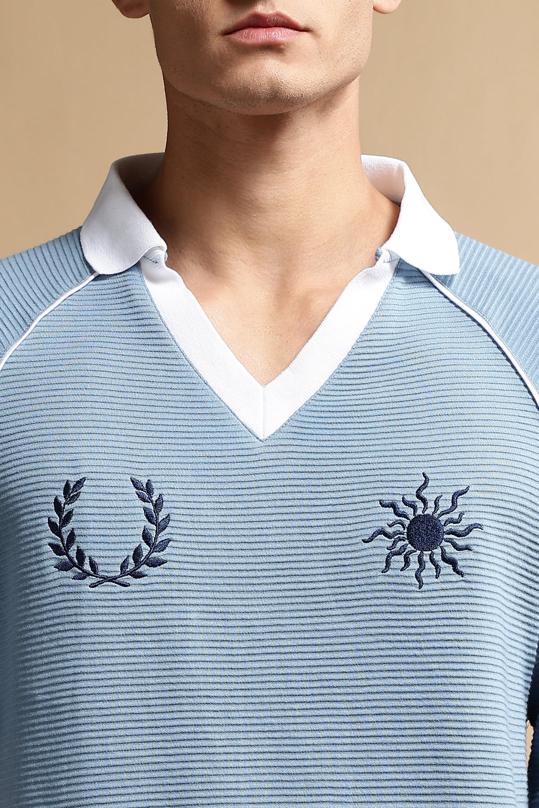 Textured Fabric Turquoise Oversized Polo shirt