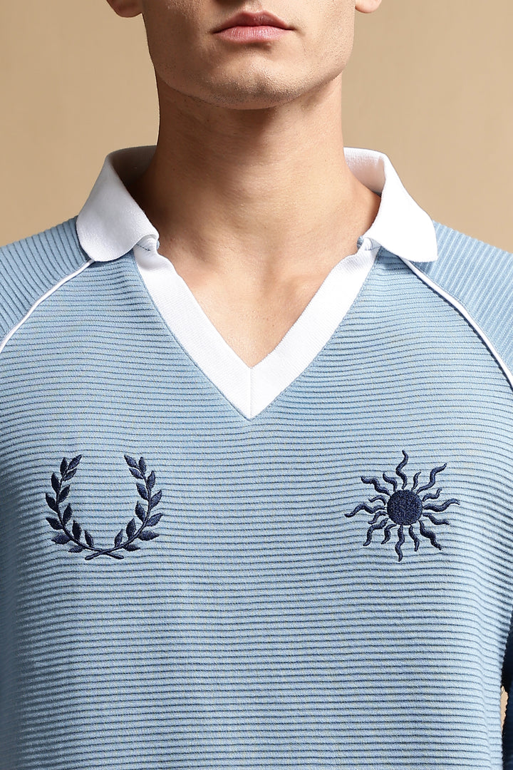 Textured Fabric Turquoise Oversized Polo shirt