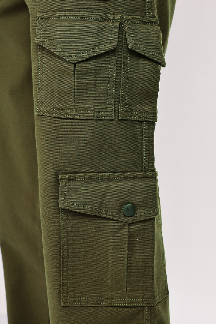 Utility: Multi-Pockets Olive Twill Cargo Pants