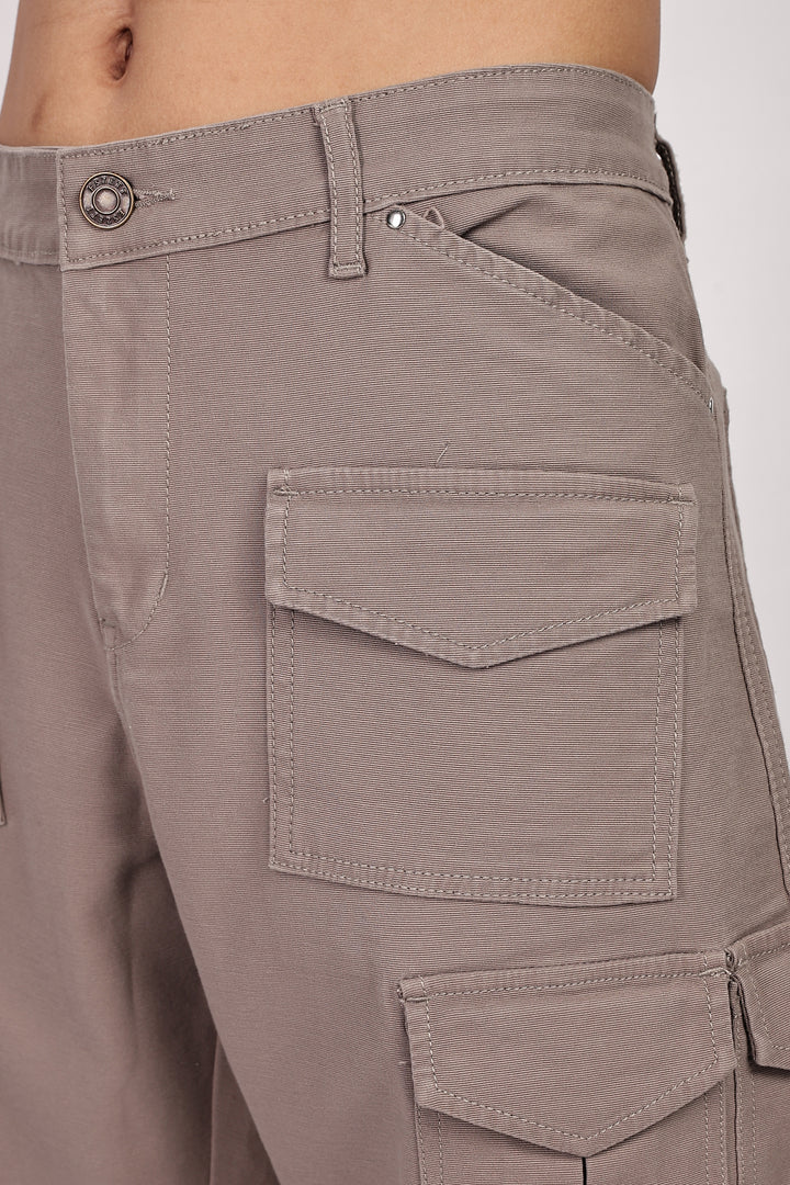 Utility: Multi-Pockets Cream Twill Cargo Pants