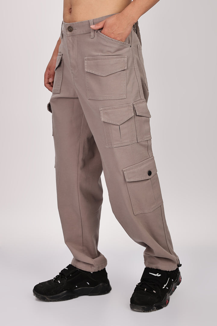 Utility: Multi-Pockets Cream Twill Cargo Pants