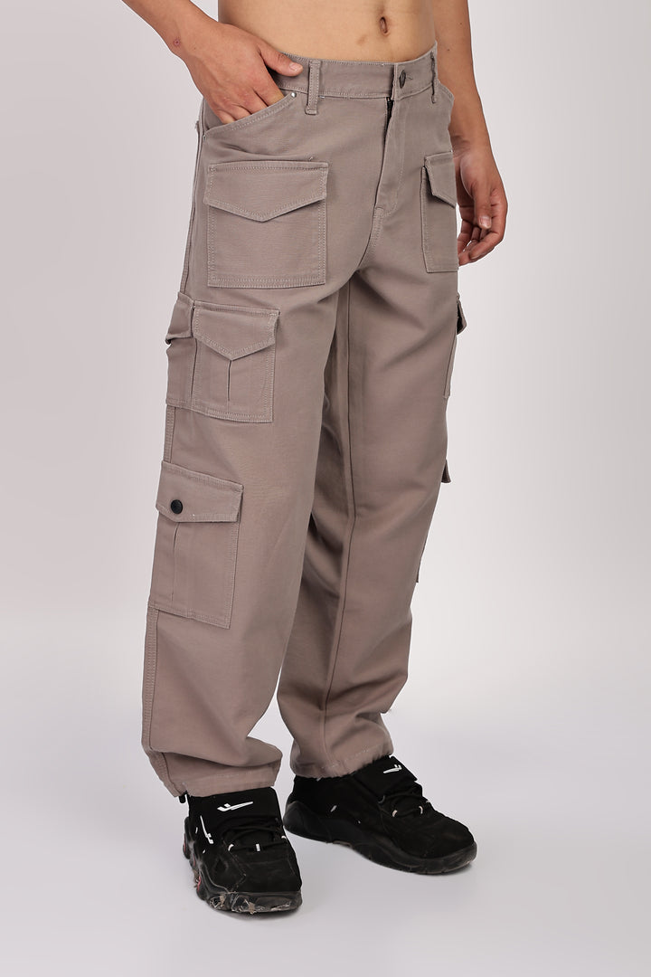 Utility: Multi-Pockets Cream Twill Cargo Pants
