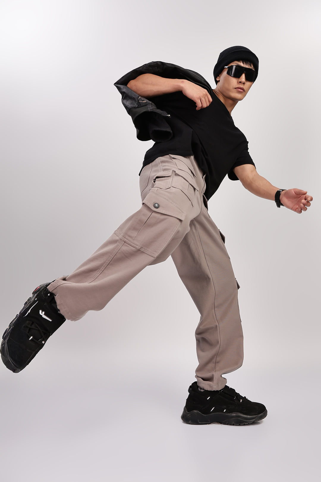 Utility: Multi-Pockets Cream Twill Cargo Pants
