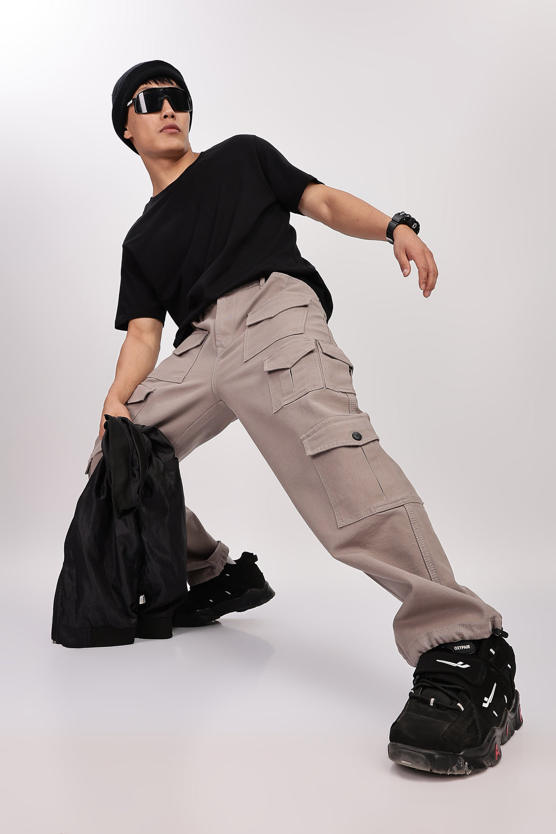 Utility: Multi-Pockets Cream Twill Cargo Pants