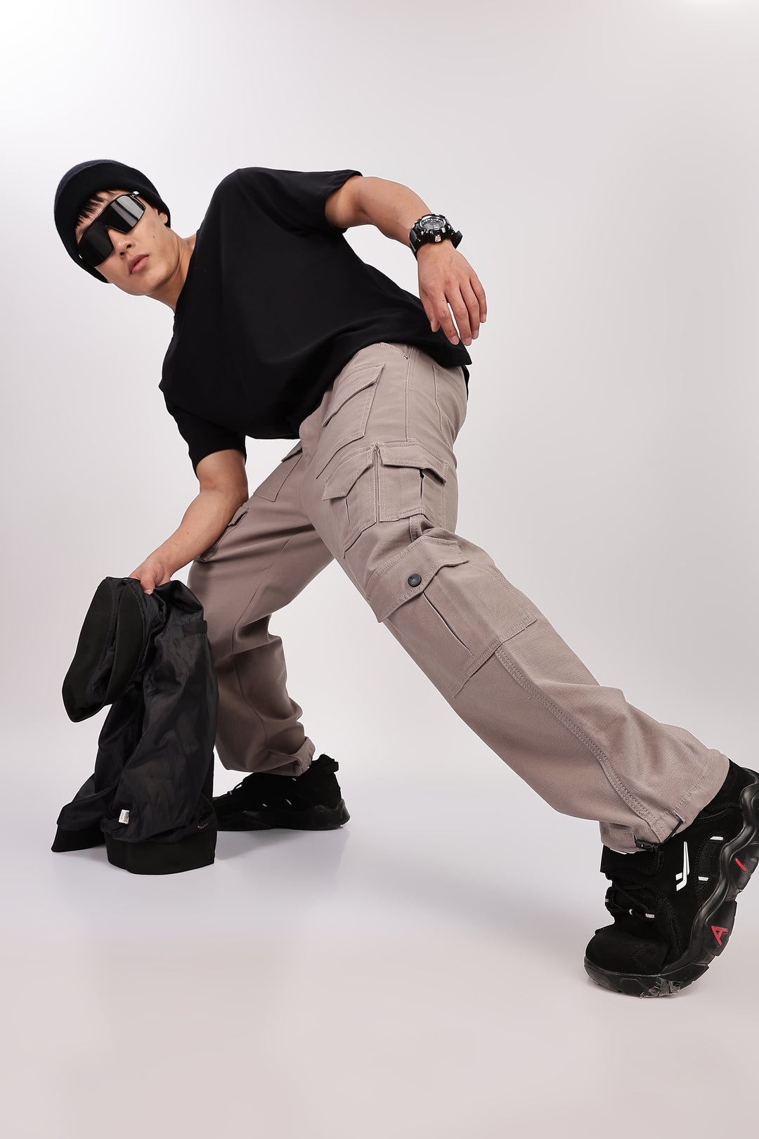 Utility: Multi-Pockets Cream Twill Cargo Pants