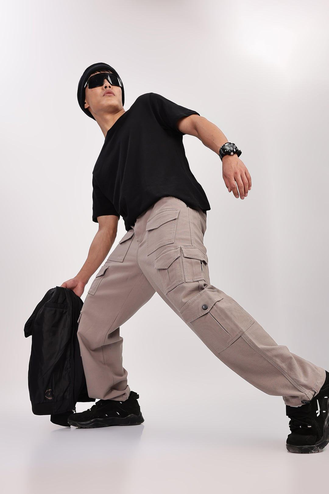 Utility: Multi-Pockets Cream Twill Cargo Pants
