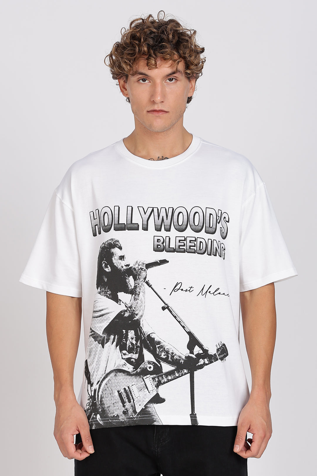 Hollywood's Bleeding: White Oversized T-shirt