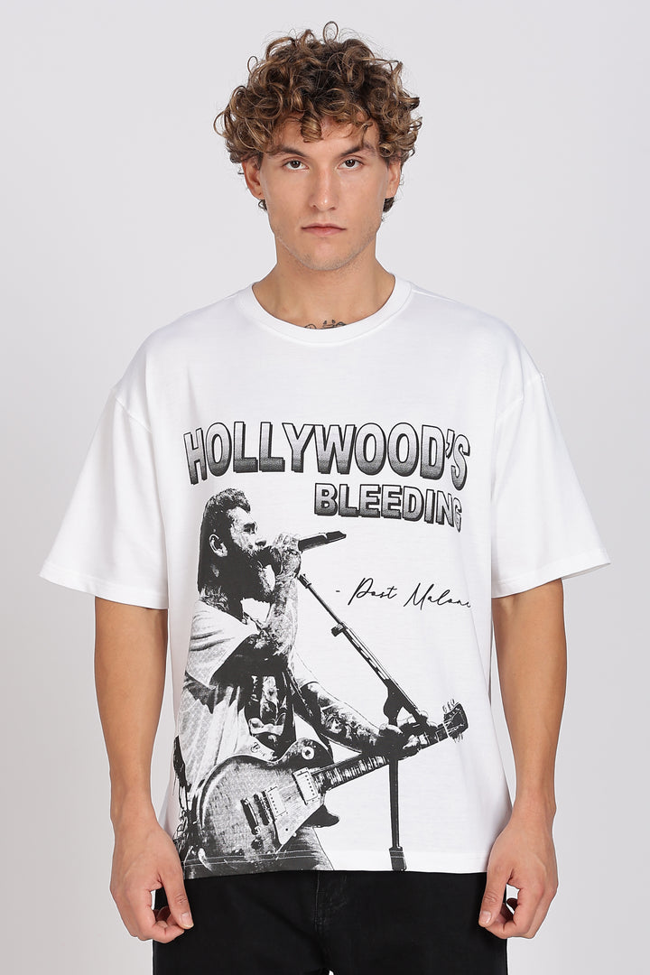 Hollywood's Bleeding: White Oversized T-shirt
