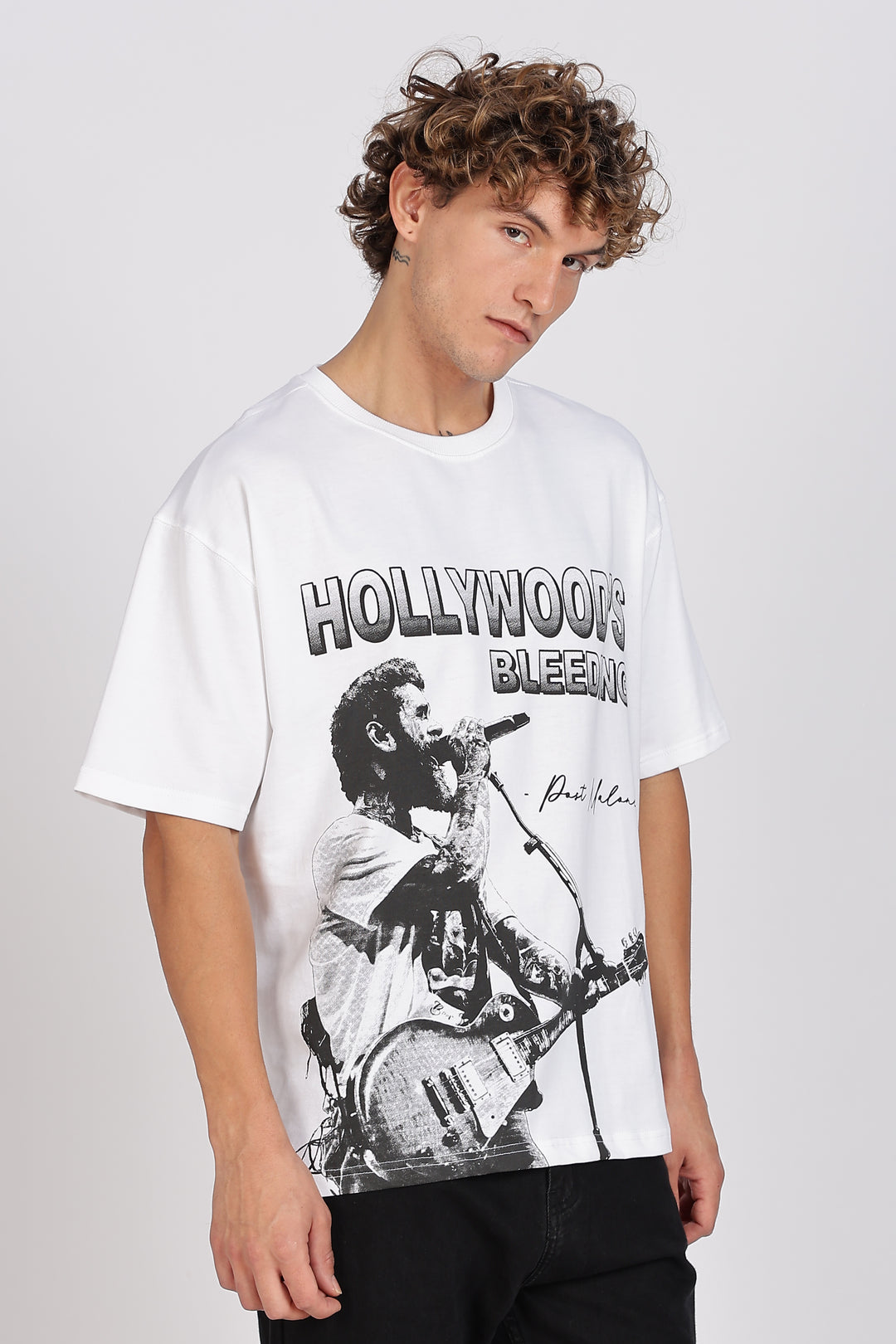 Hollywood's Bleeding: White Oversized T-shirt