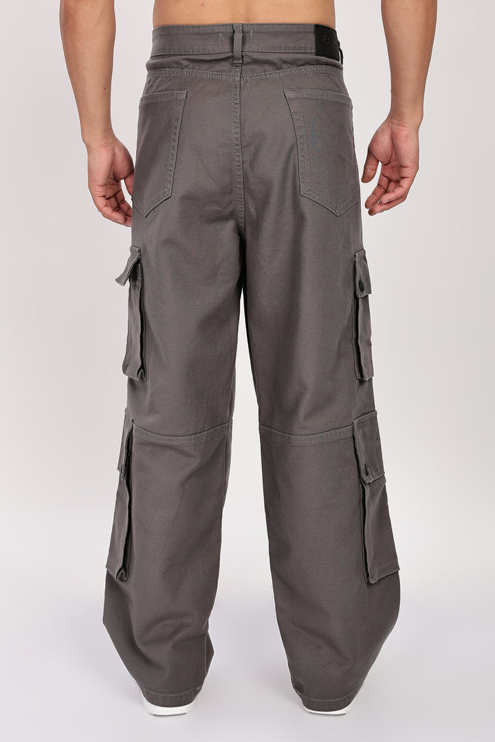 Baggy Greyish Brown Premium Cotton Cargo Pants