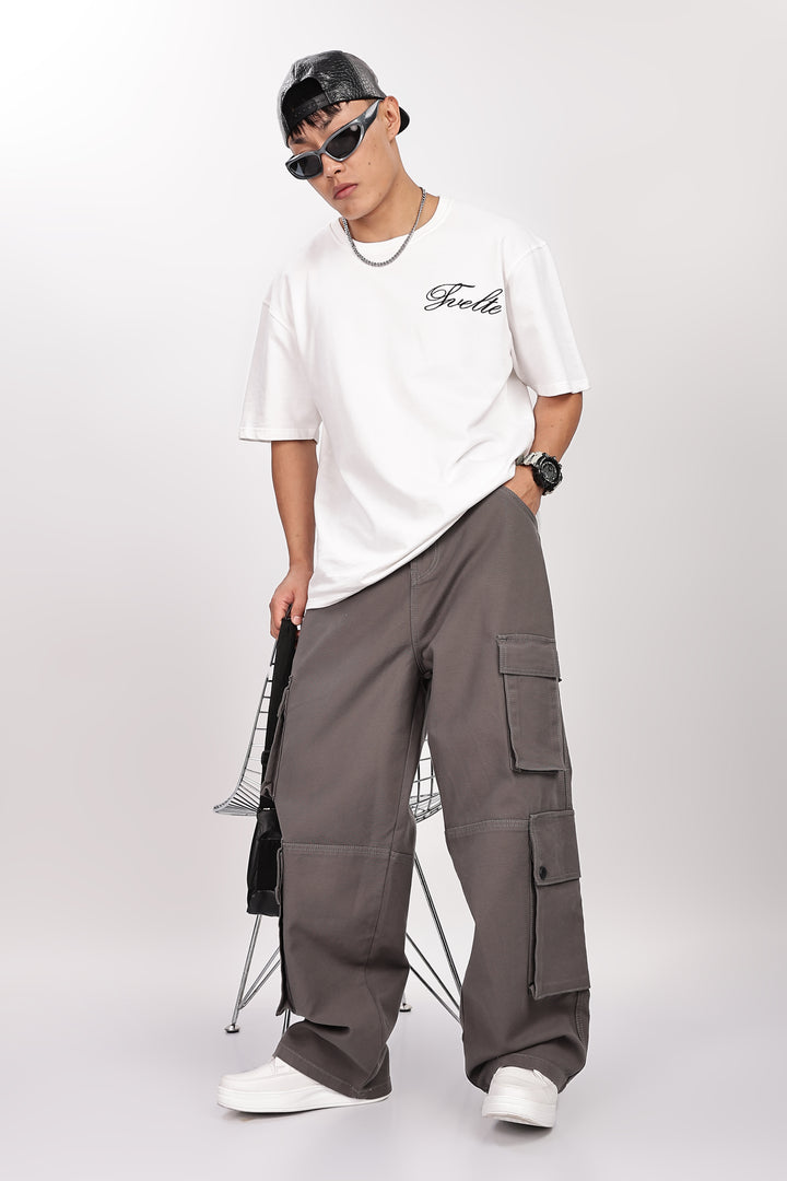 Baggy Greyish Brown Premium Cotton Cargo Pants