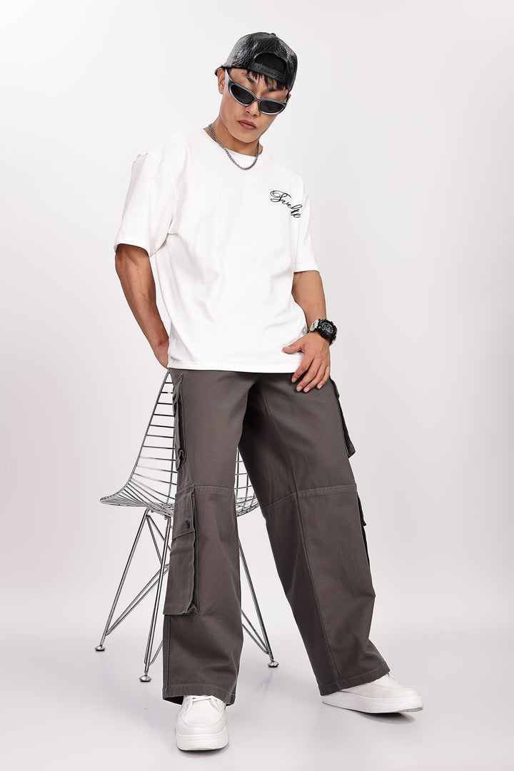 Baggy Greyish Brown Premium Cotton Cargo Pants