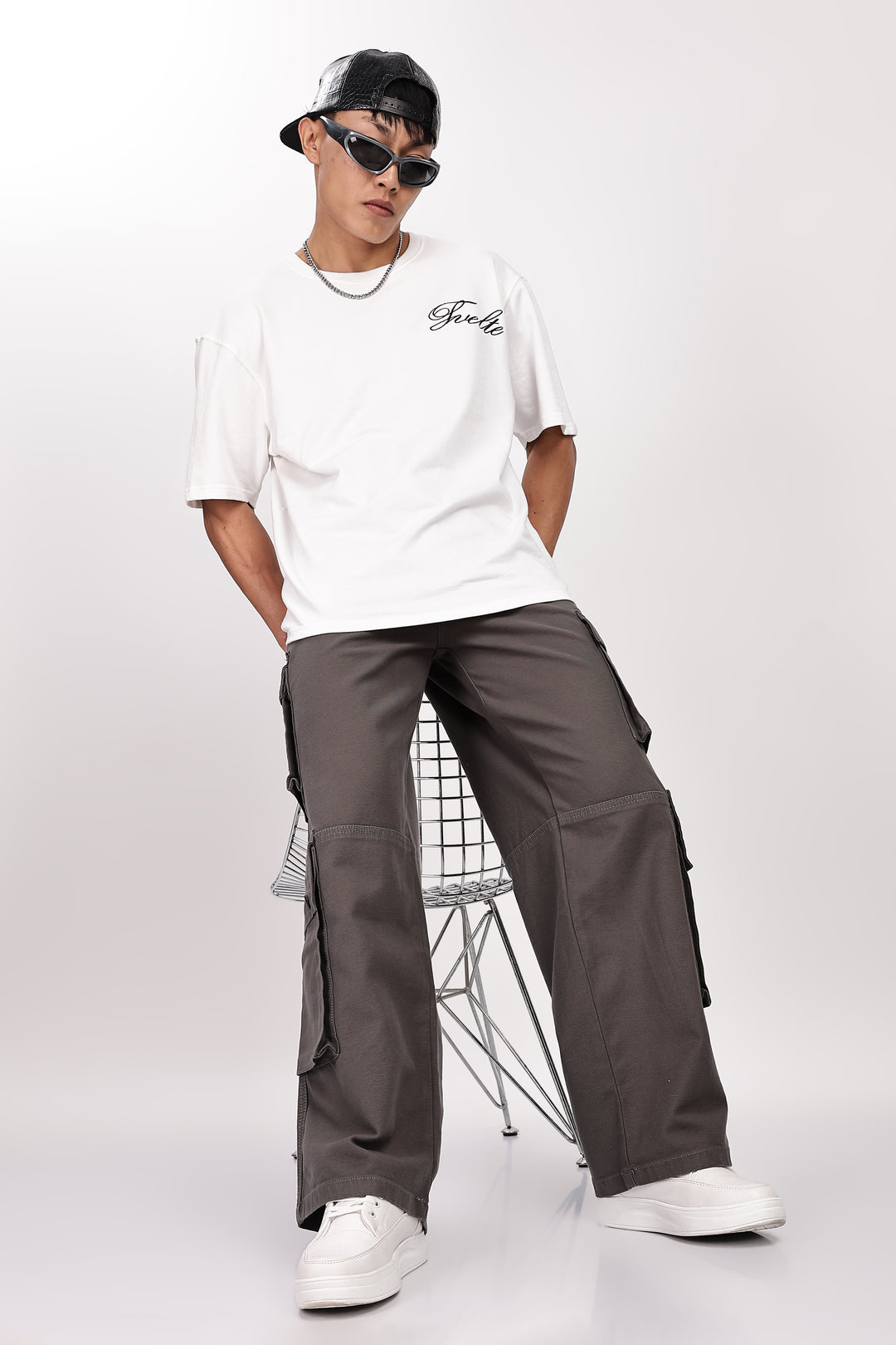 Baggy Greyish Brown Premium Cotton Cargo Pants