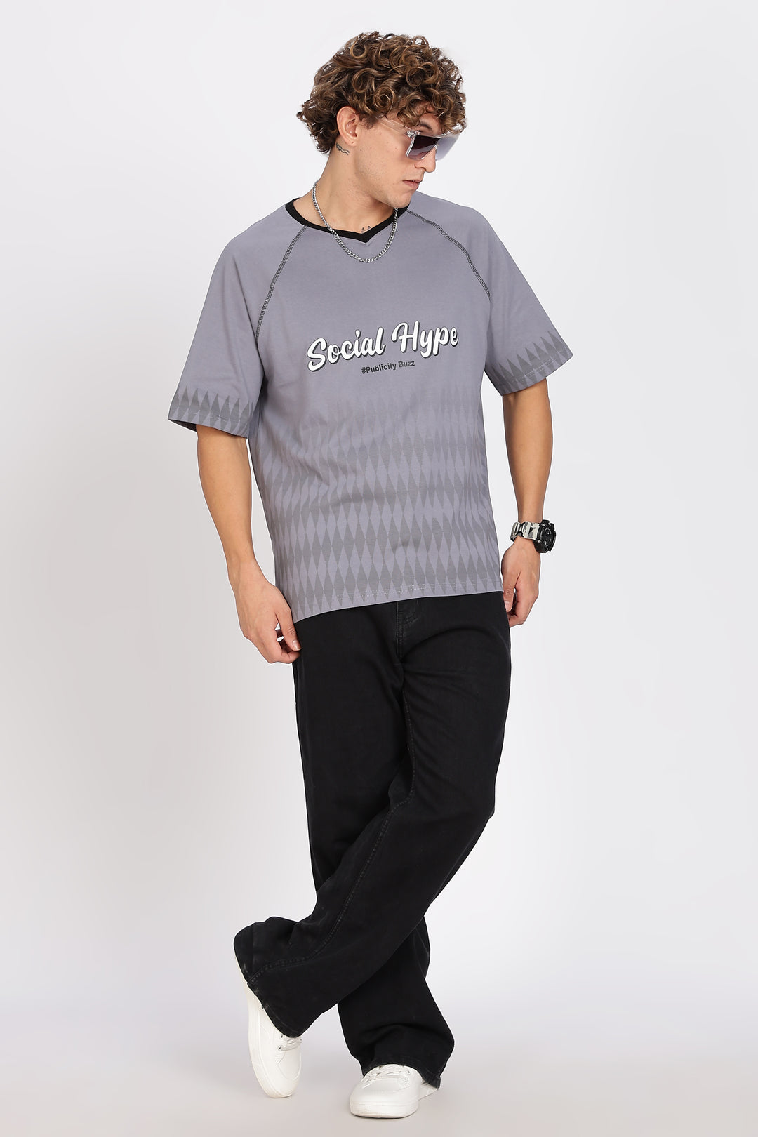 Social Hype: Grey Oversized T-shirt