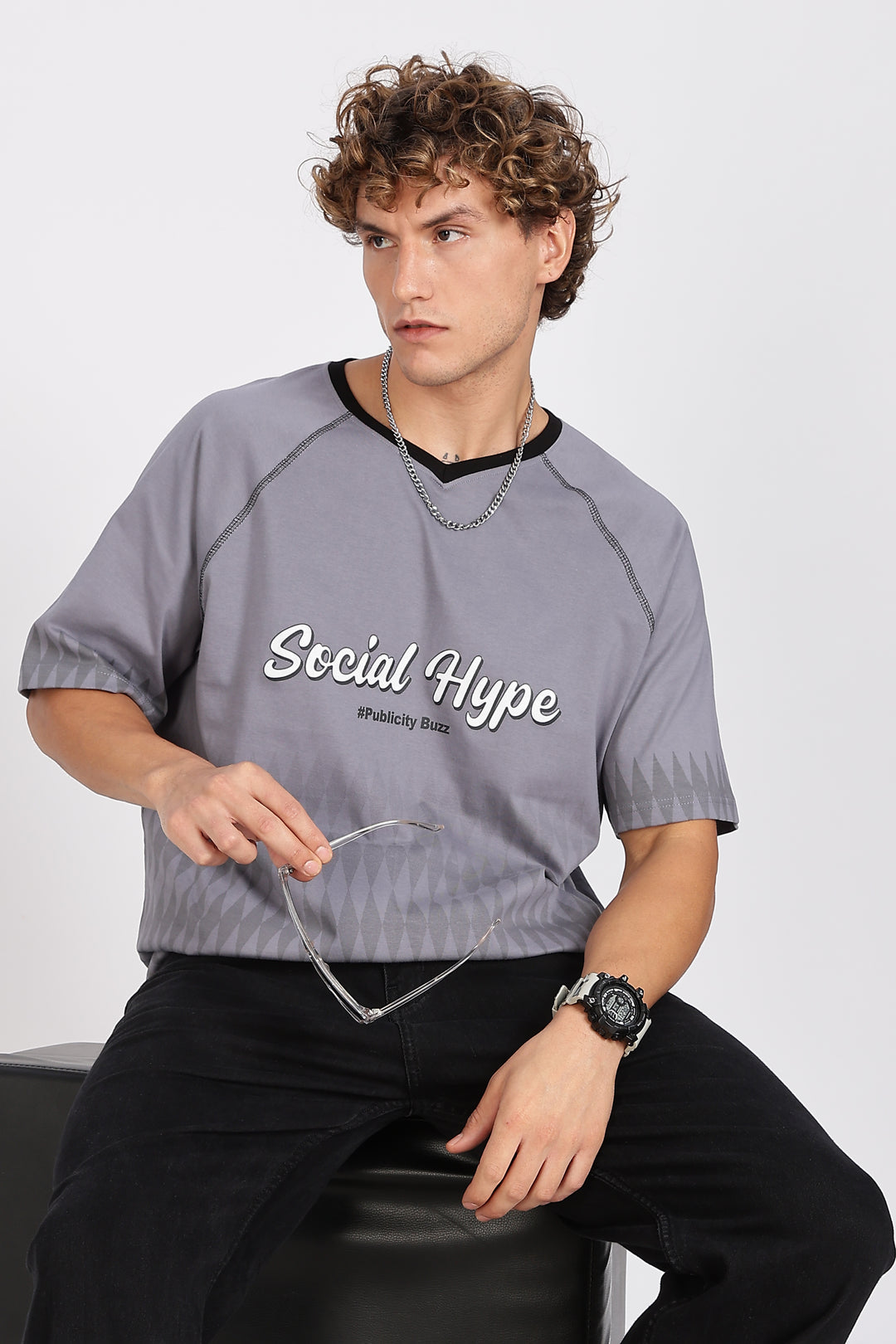 Social Hype: Grey Oversized T-shirt