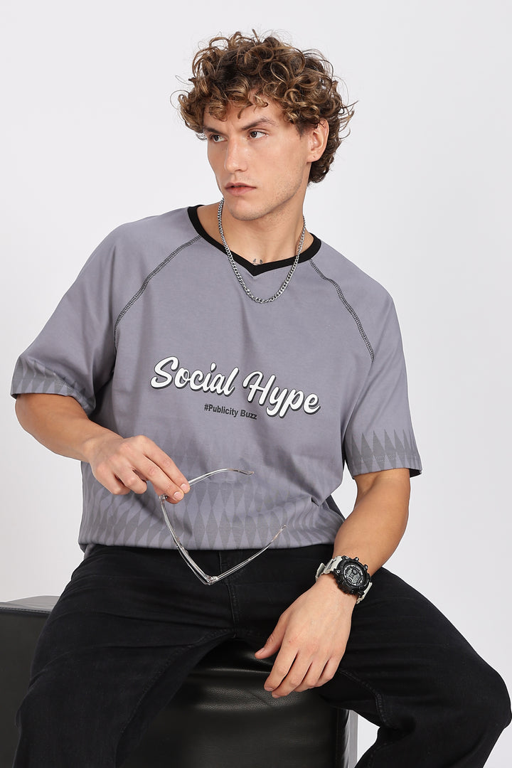 Social Hype: Grey Oversized T-shirt