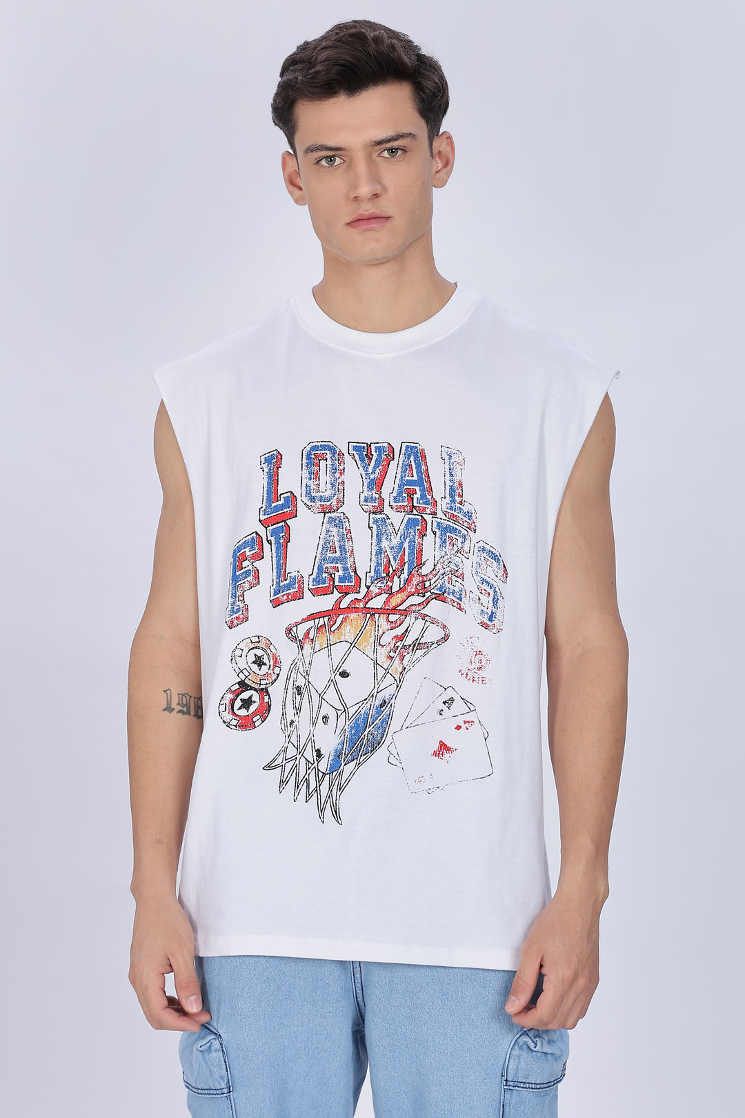 Loyal Flames: White Oversized Tank