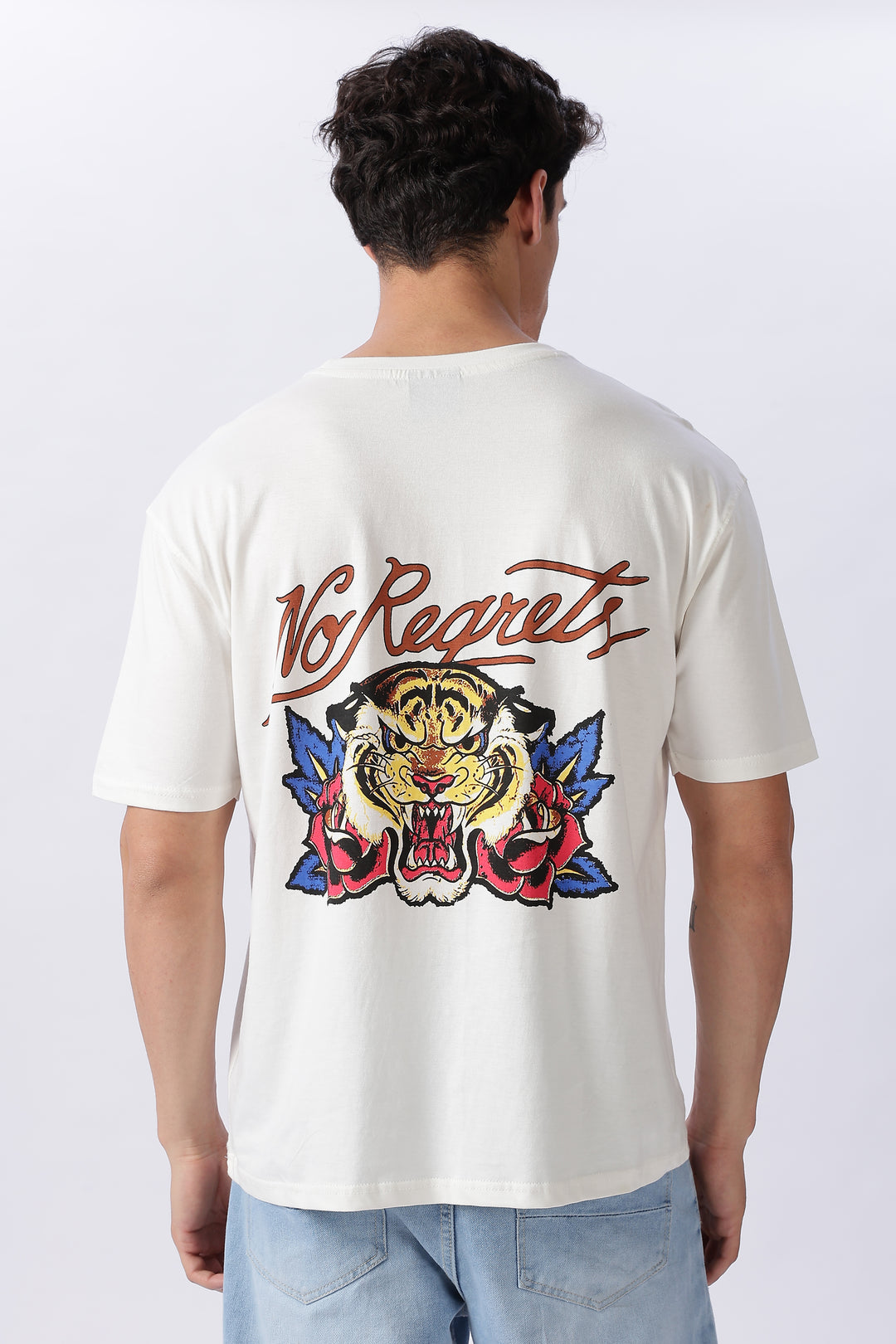 No Regrets: White Oversized T-shirt