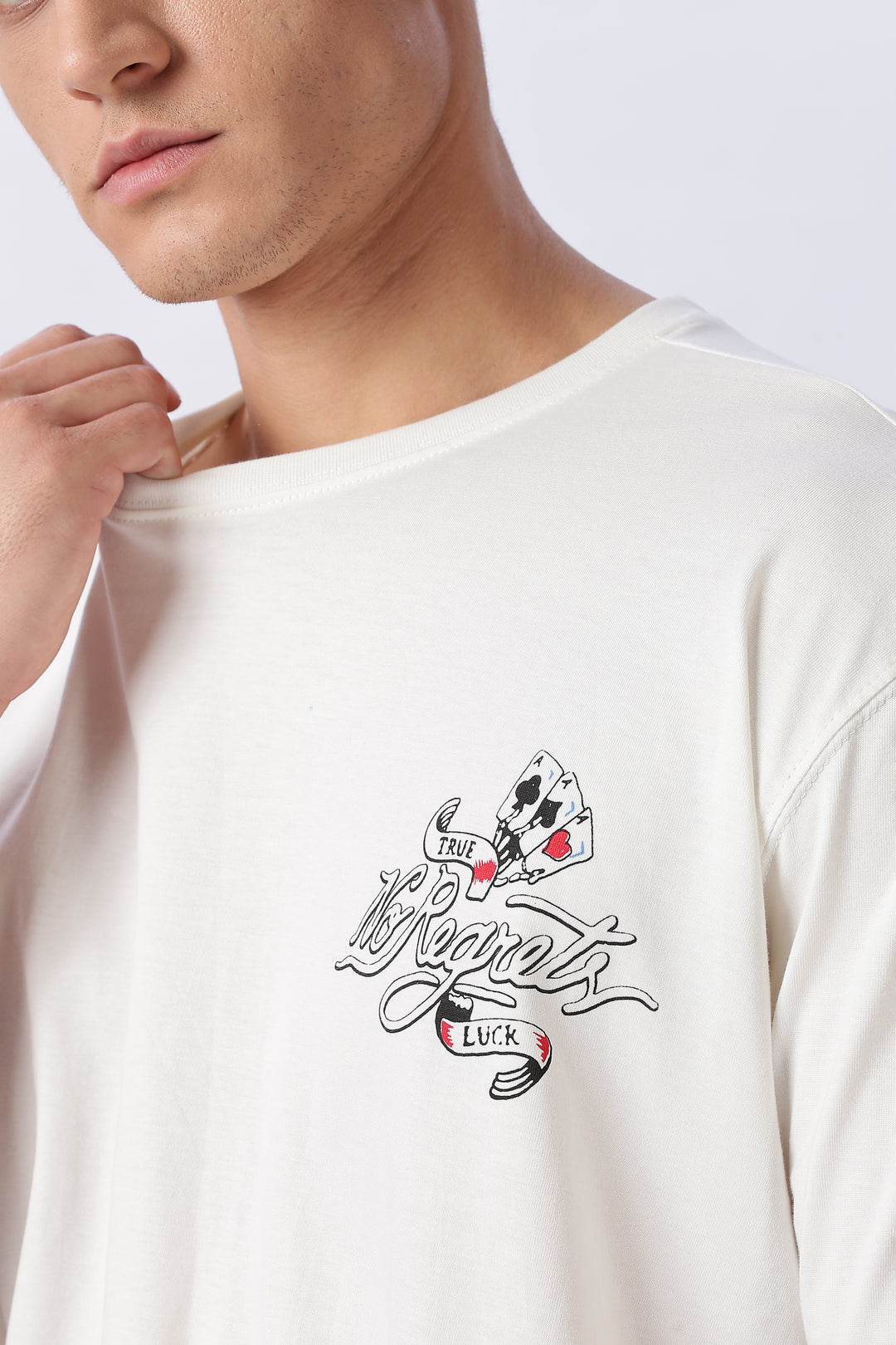 No Regrets: White Oversized T-shirt