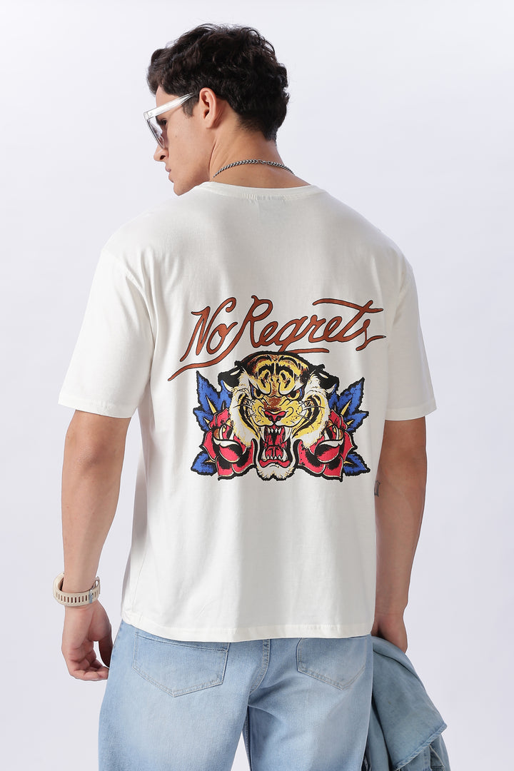 No Regrets: White Oversized T-shirt
