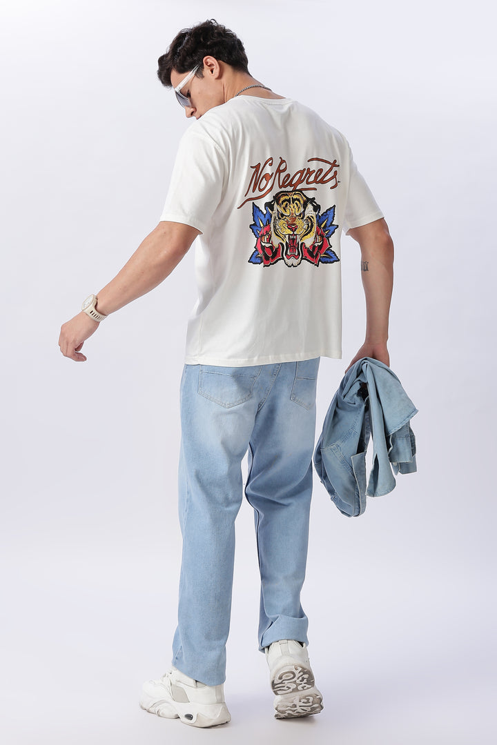 No Regrets: White Oversized T-shirt