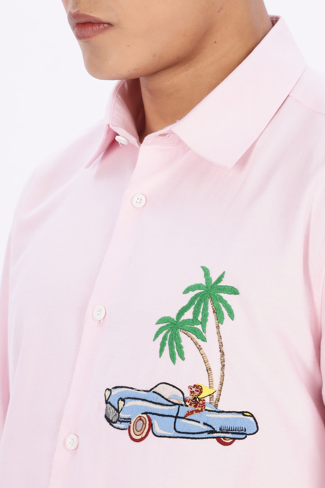 Motorist Leopard: Pink Embroidery Shirt