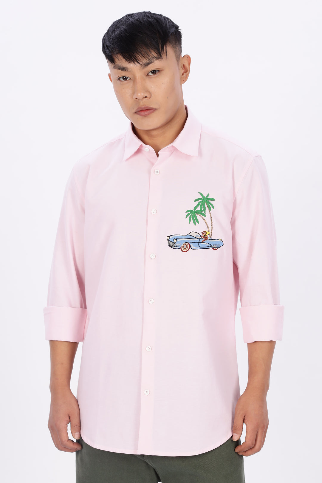 Motorist Leopard: Pink Embroidery Shirt