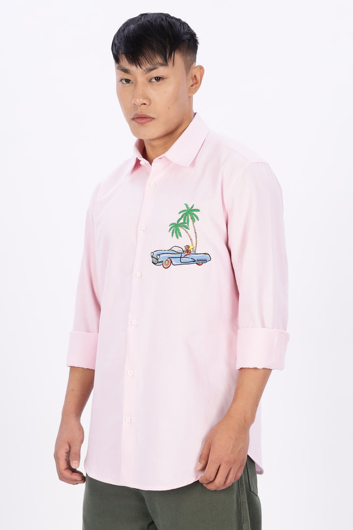 Motorist Leopard: Pink Embroidery Shirt
