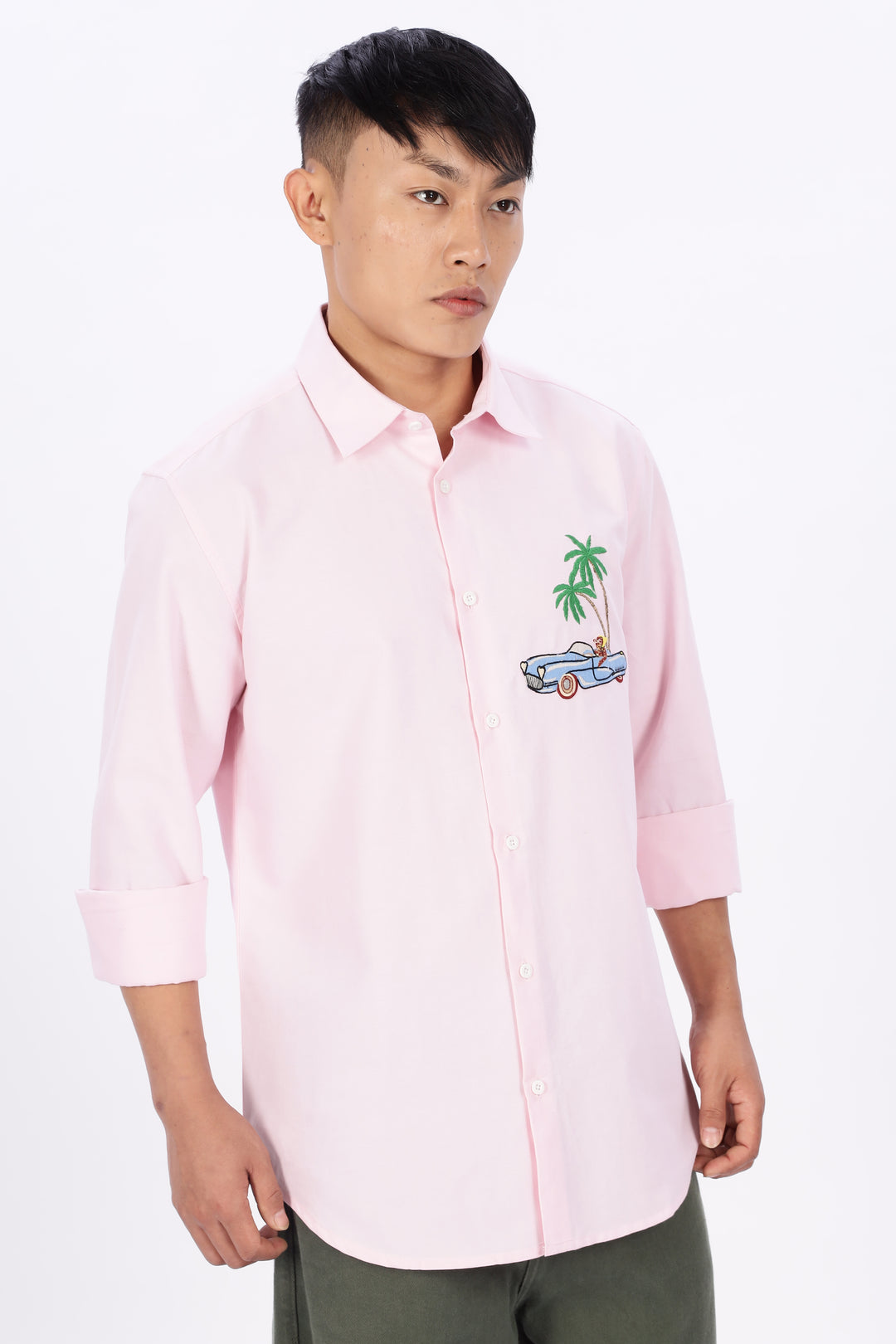 Motorist Leopard: Pink Embroidery Shirt