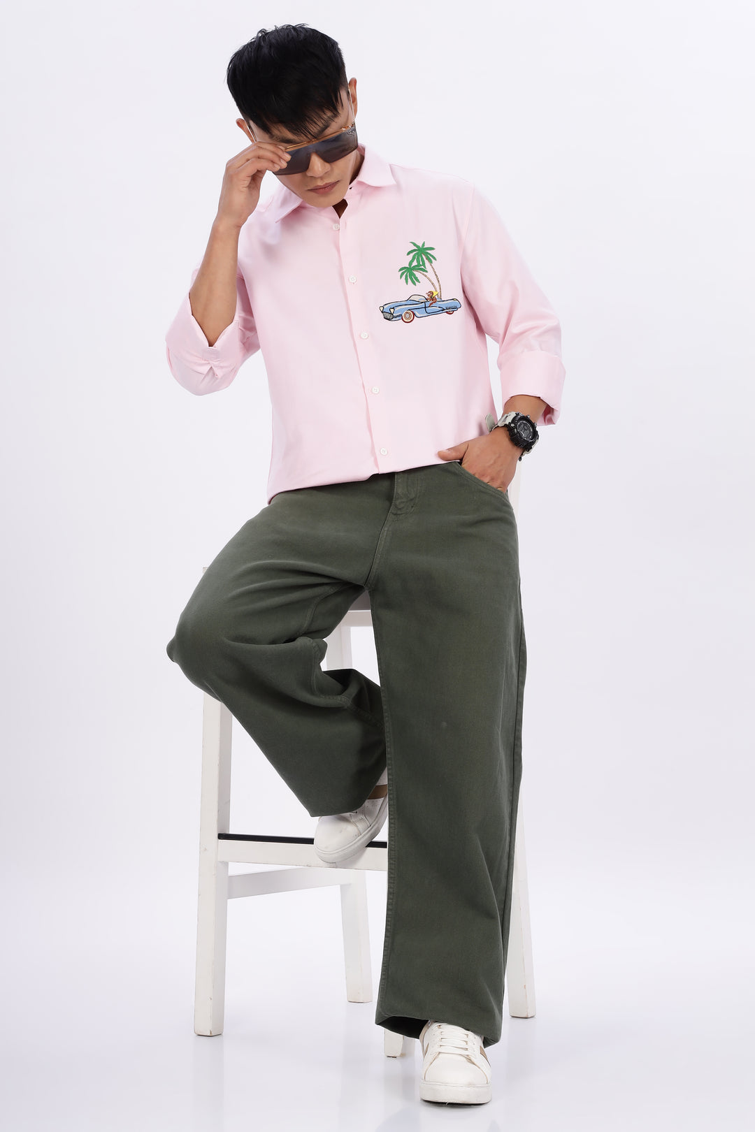 Motorist Leopard: Pink Embroidery Shirt