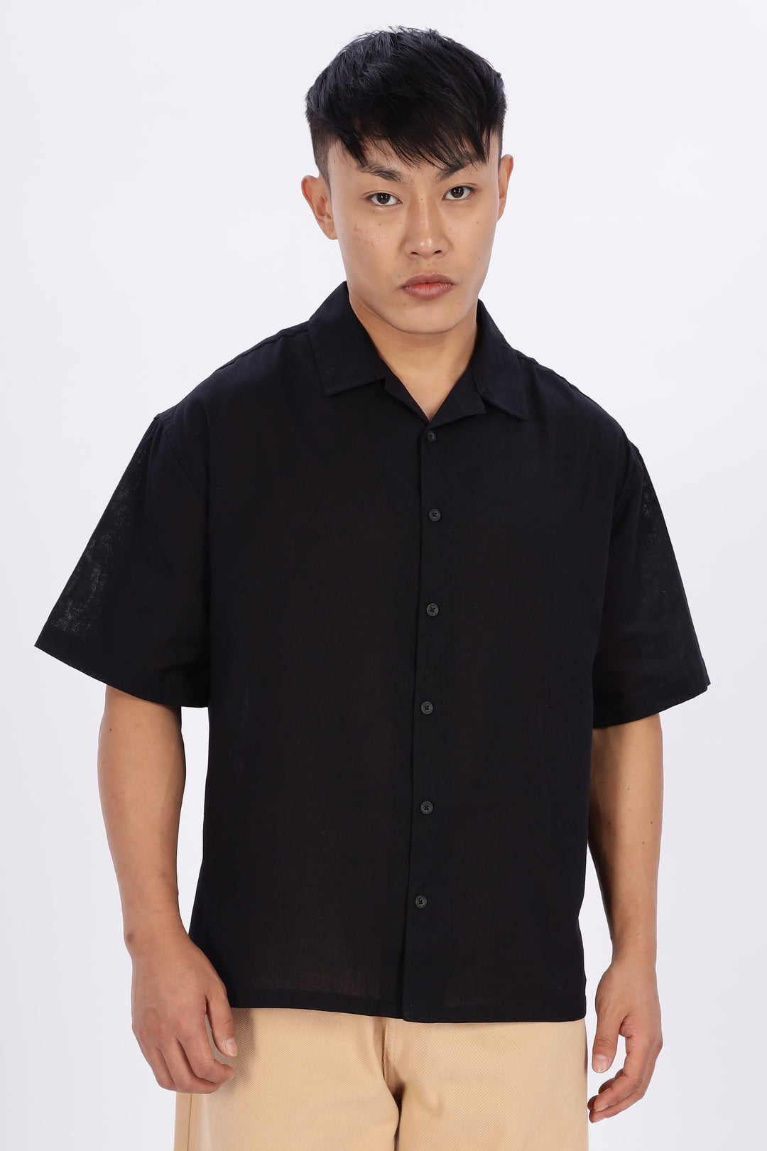 Boxy Fit: Cowboy Linen Black Cuban Shirt
