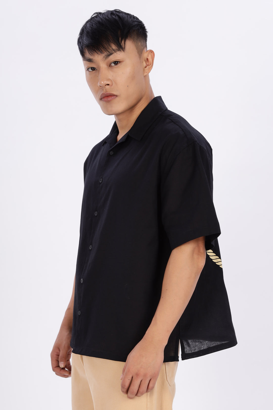 Boxy Fit: Cowboy Linen Black Cuban Shirt