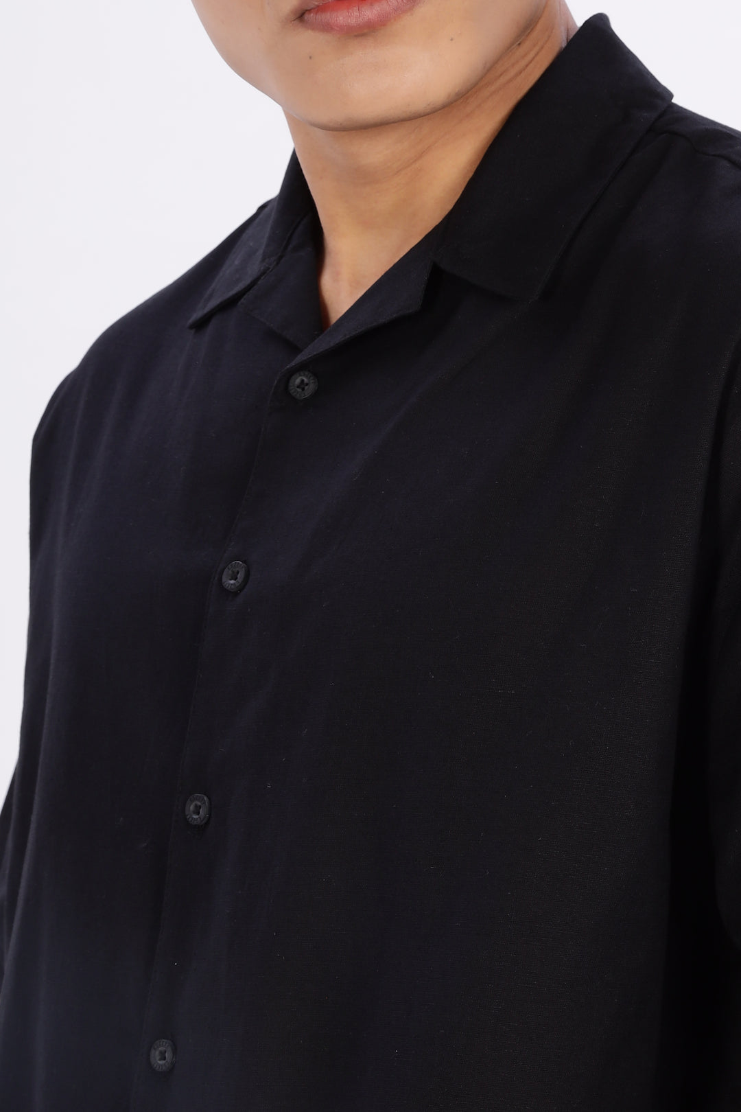 Boxy Fit: Cowboy Linen Black Cuban Shirt