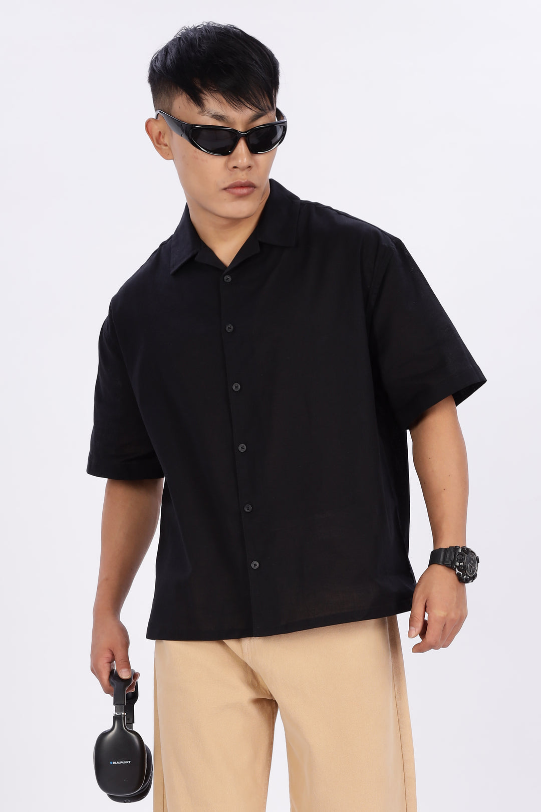 Boxy Fit: Cowboy Linen Black Cuban Shirt