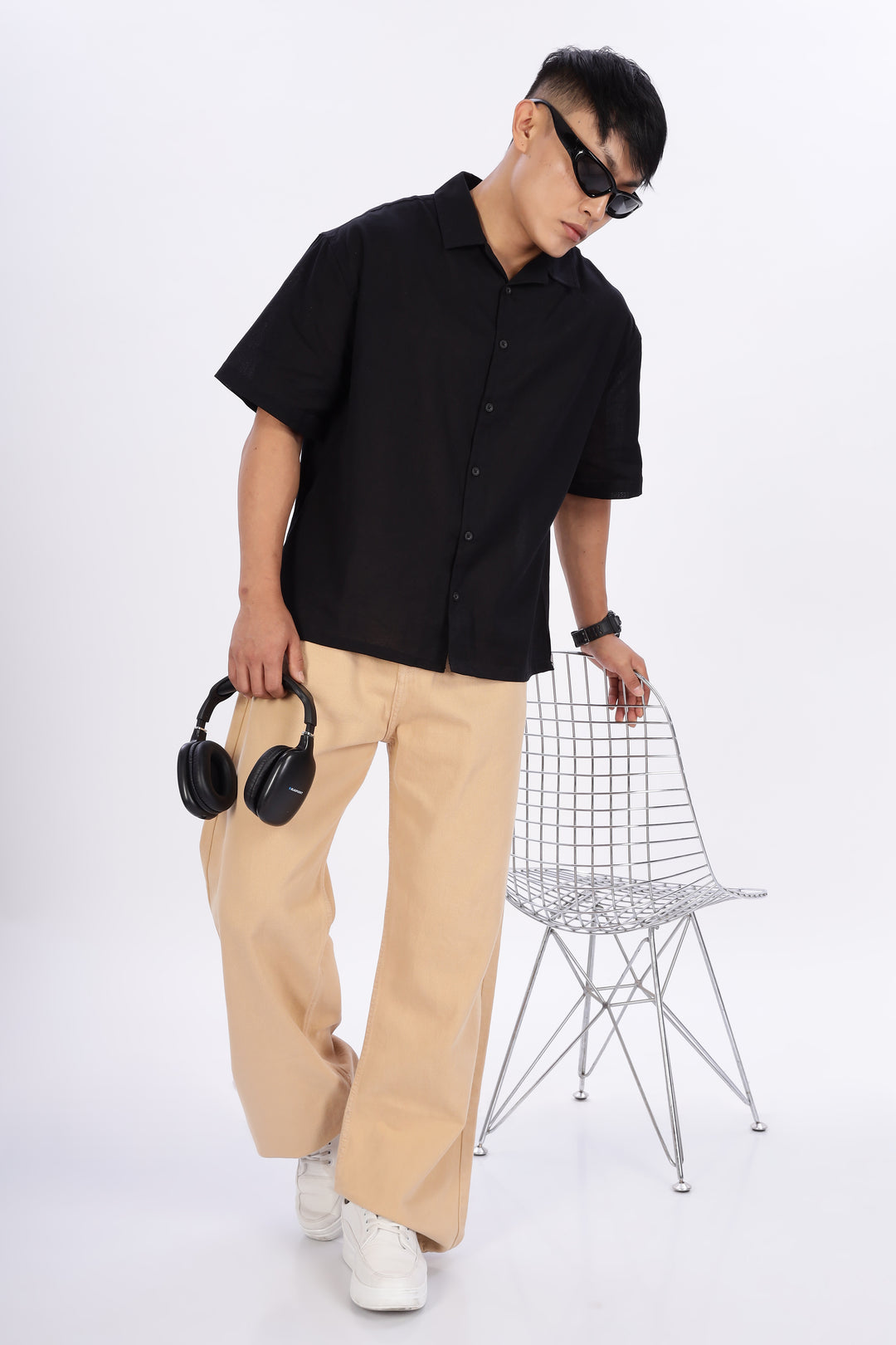 Boxy Fit: Cowboy Linen Black Cuban Shirt
