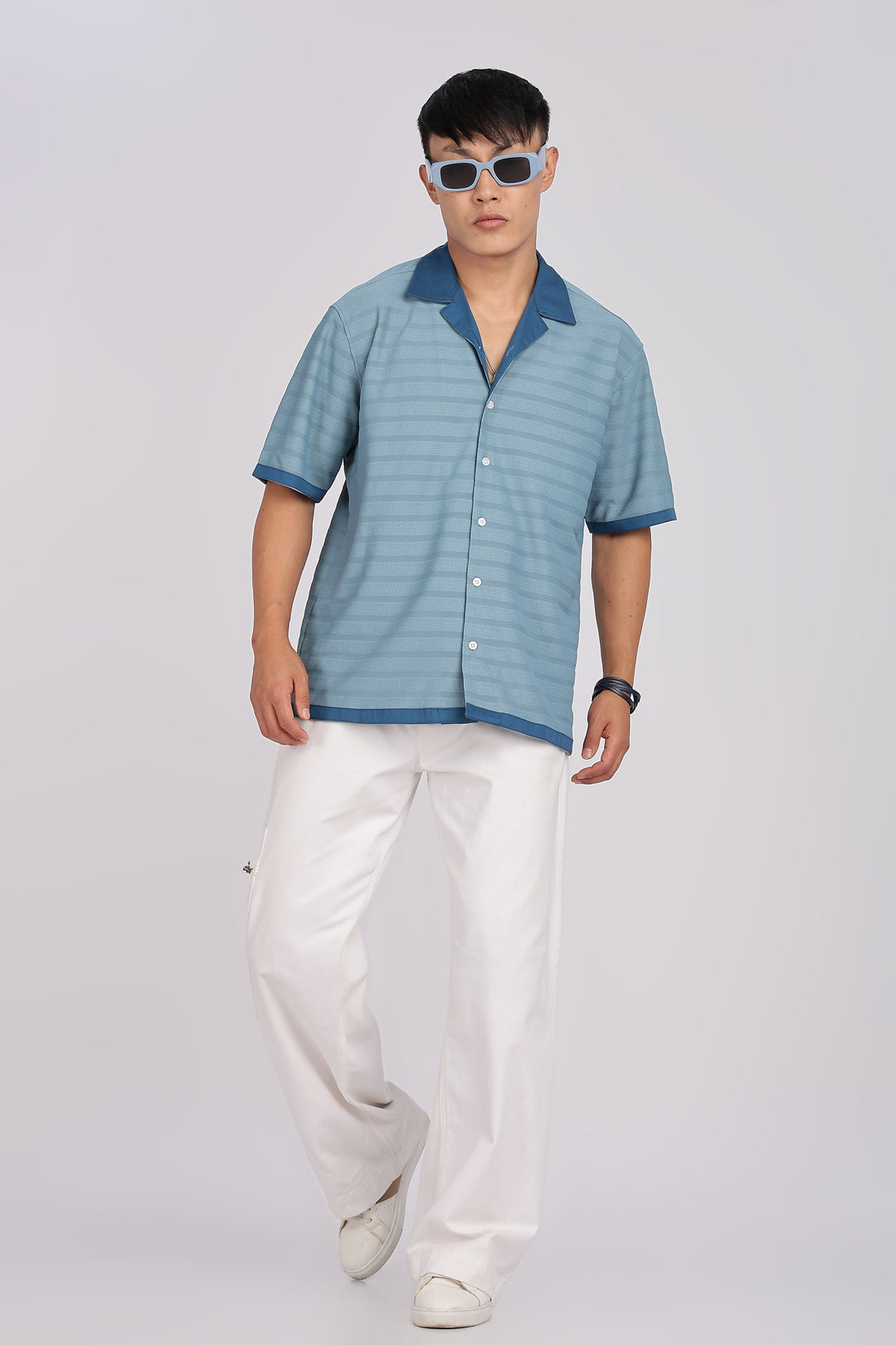 Textured Fabric: Royal Blue Cuban Shirt