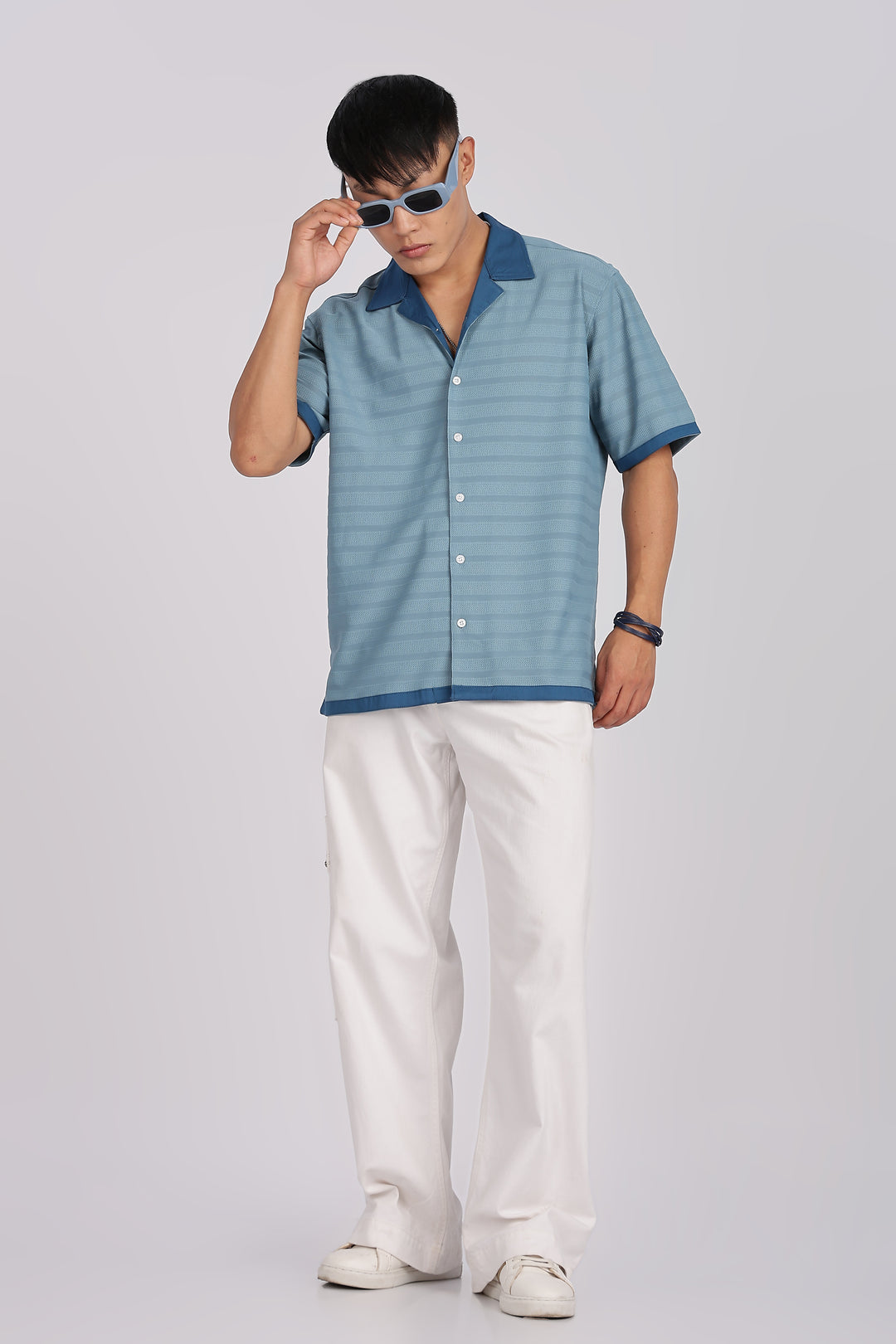 Textured Fabric: Royal Blue Cuban Shirt