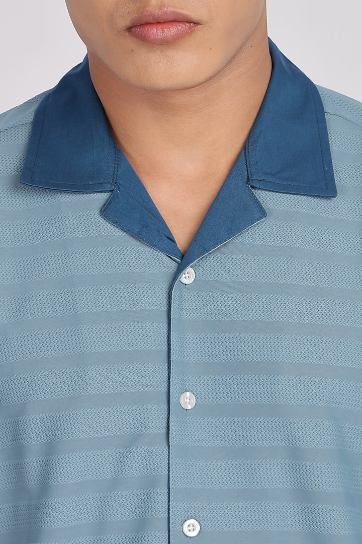 Textured Fabric: Royal Blue Cuban Shirt