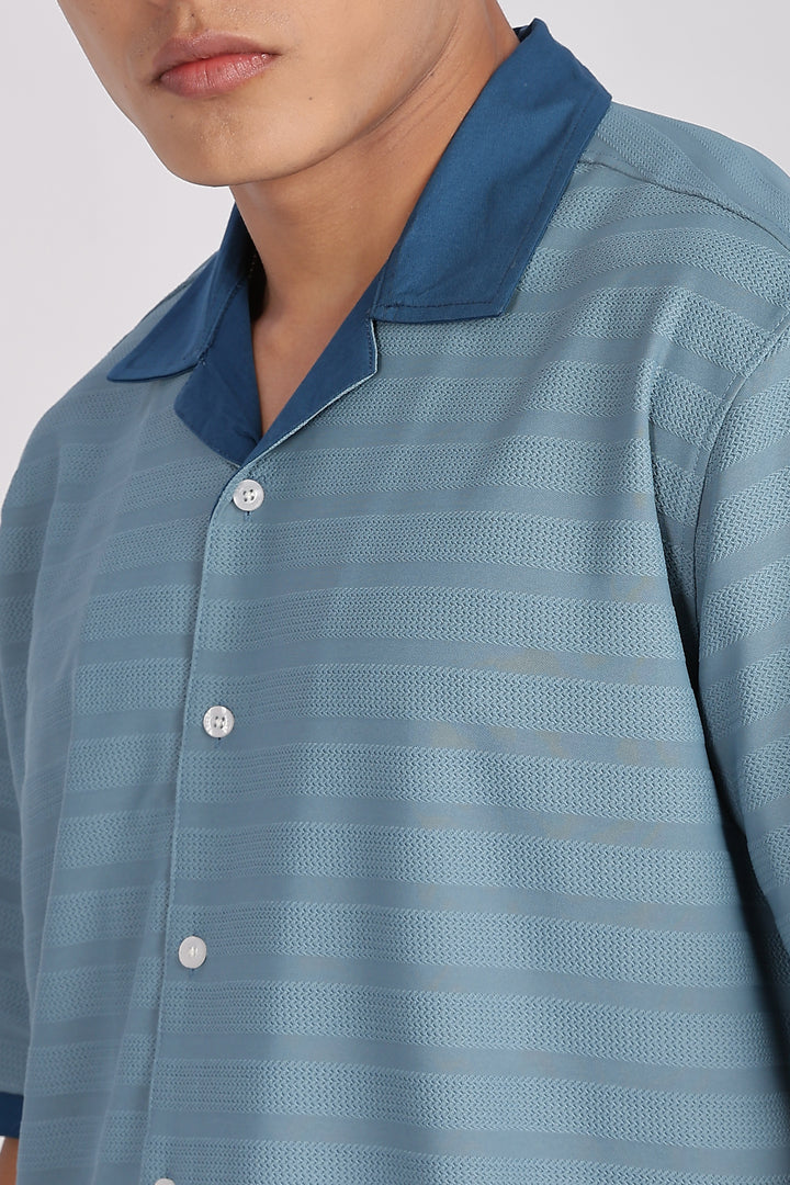 Textured Fabric: Royal Blue Cuban Shirt