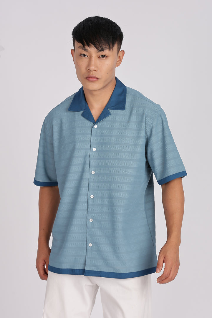 Textured Fabric: Royal Blue Cuban Shirt