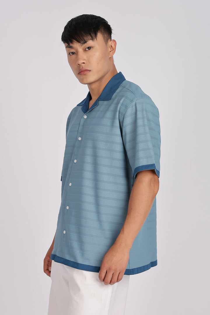Textured Fabric: Royal Blue Cuban Shirt