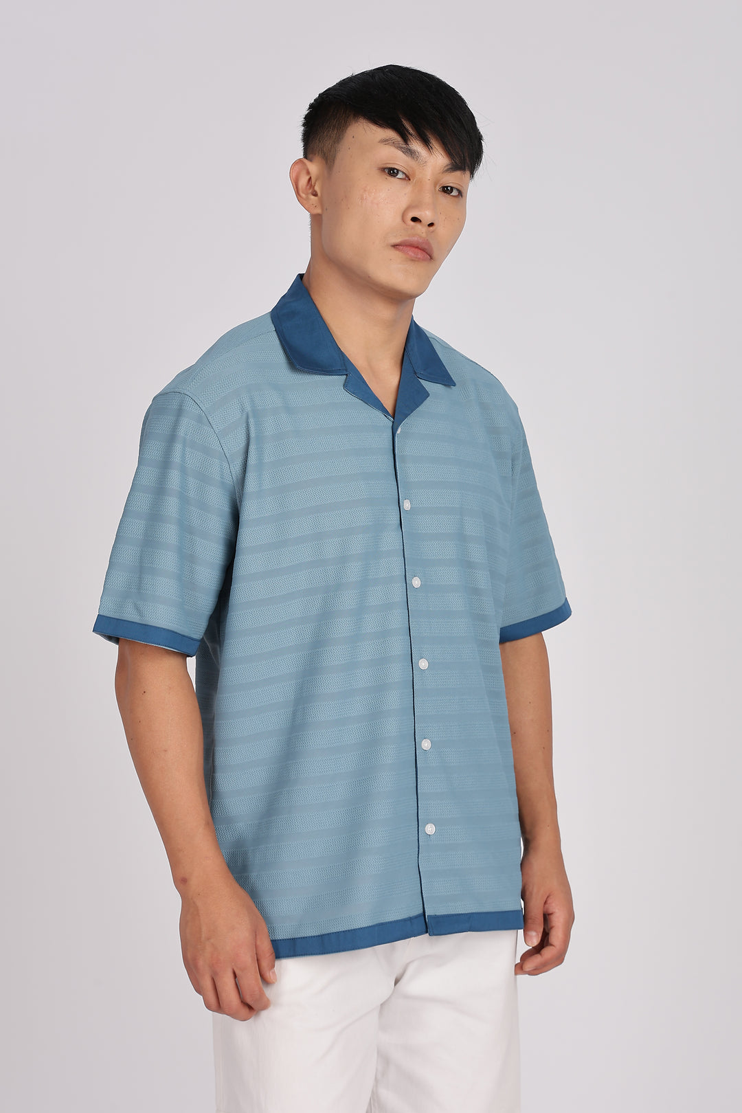 Textured Fabric: Royal Blue Cuban Shirt