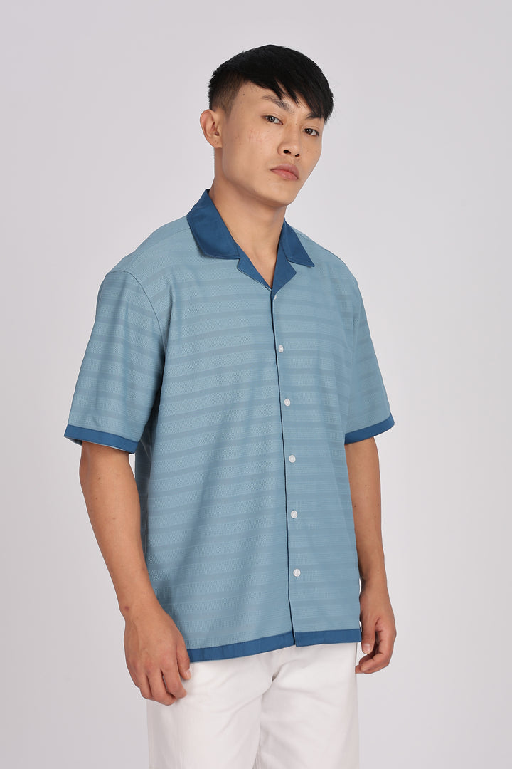 Textured Fabric: Royal Blue Cuban Shirt