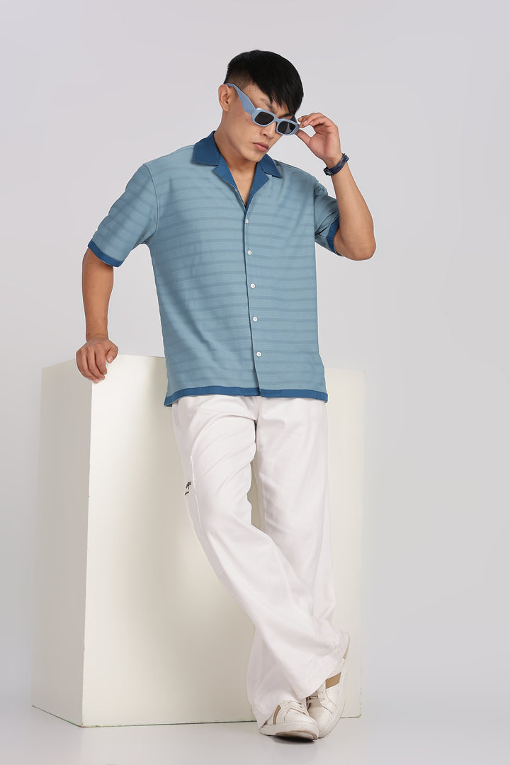 Textured Fabric: Royal Blue Cuban Shirt