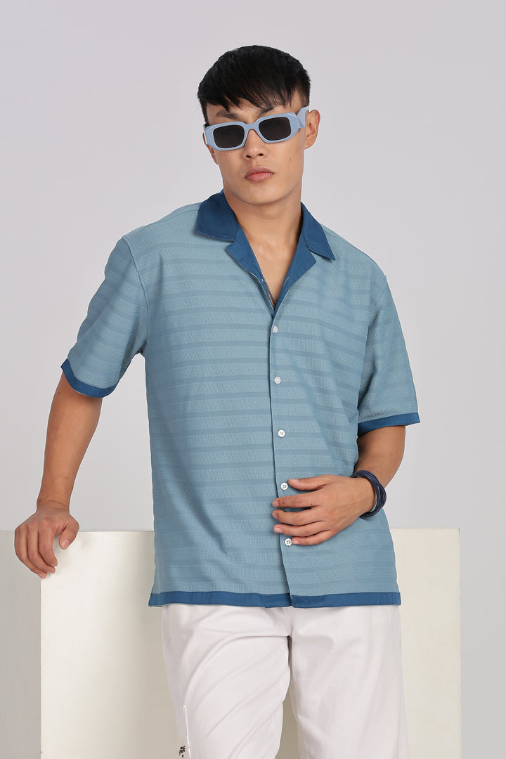 Textured Fabric: Royal Blue Cuban Shirt